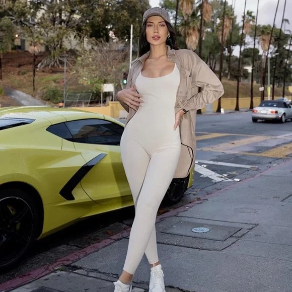 OQQ Women's Yoga Ribbed One Piece Jumpsuit - Picture 4 of 5